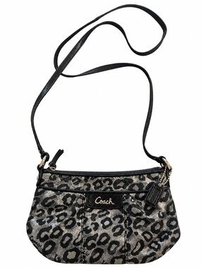 Coach Vintage Metallic Silver  Animal Cheetah Ocelot Print Crossbody Bag